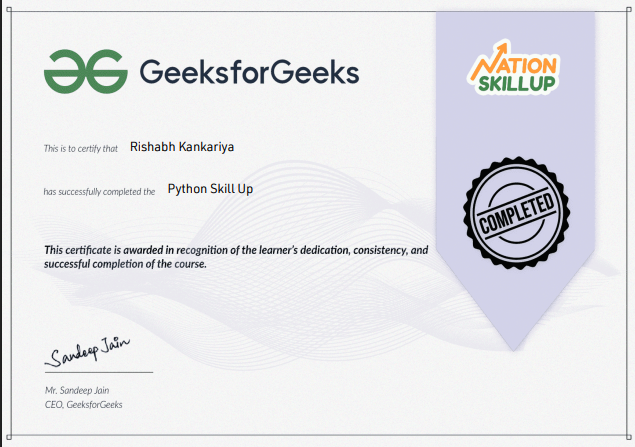 GFG Python Skill Up — GeeksforGeeks